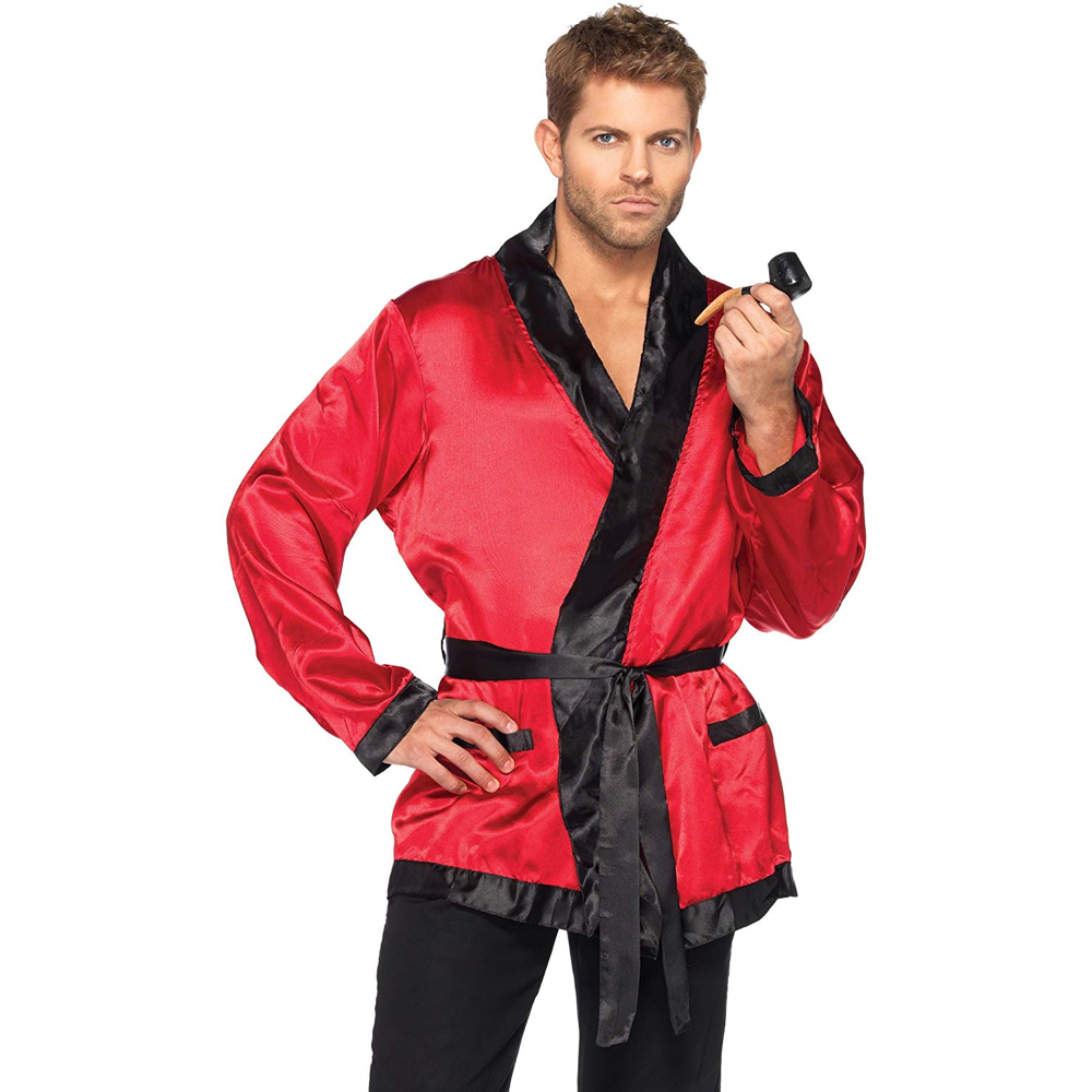 Hugh Hefner Red Velvet Playboy Smoking Jacket /& Scarf Fancy Dress Costume 44/"