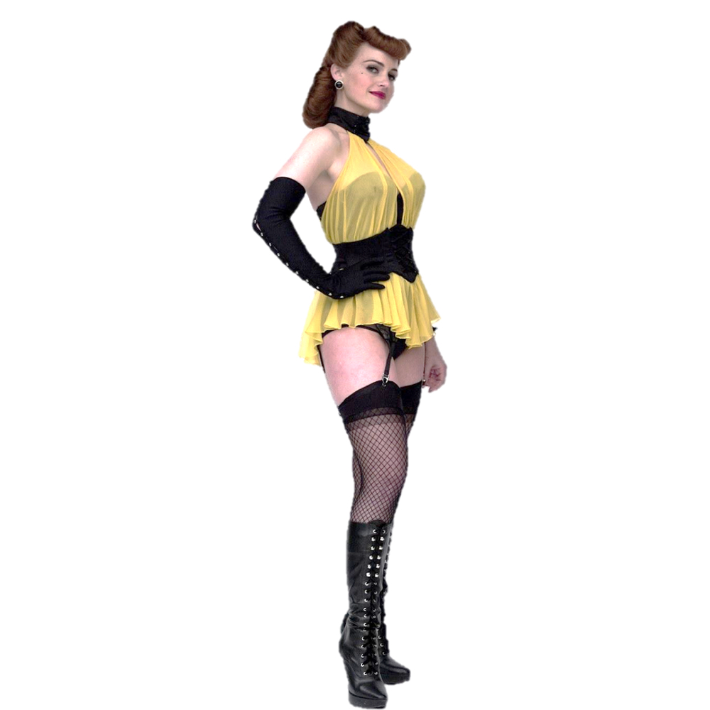 Silk Spectre Costume - Watchmen Fancy Dress - Silk Spectre Cosplay - Carla Gugino Legs - Carla Gugino Stockings - Carla Gugino Boots