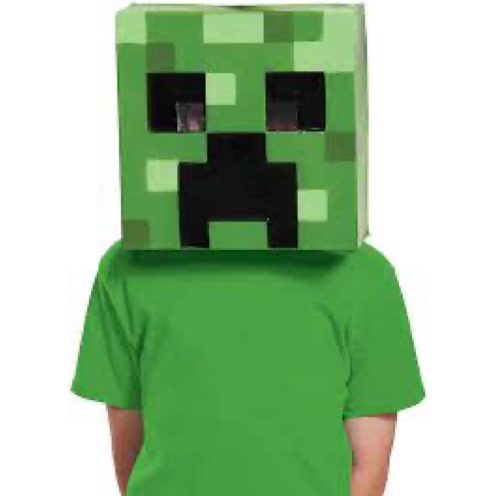 Creeper Costume - Minecraft Fancy Dress - Cosplay - Video Games - Mask
