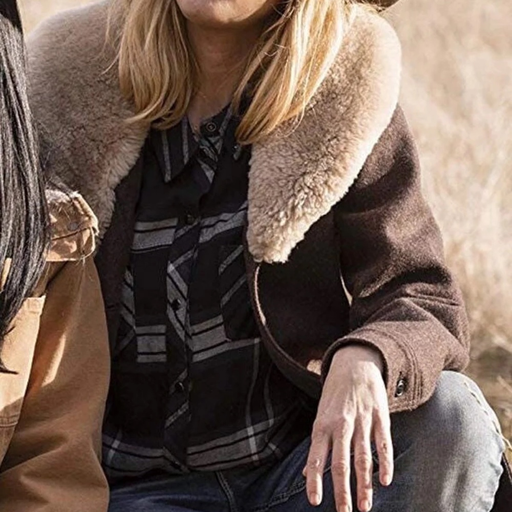 Beth Dutton Fur Collar Coat Outfit - Beth Dutton Costume - Fancy Dress - Style - Outfits - Yellowstone - Shirt