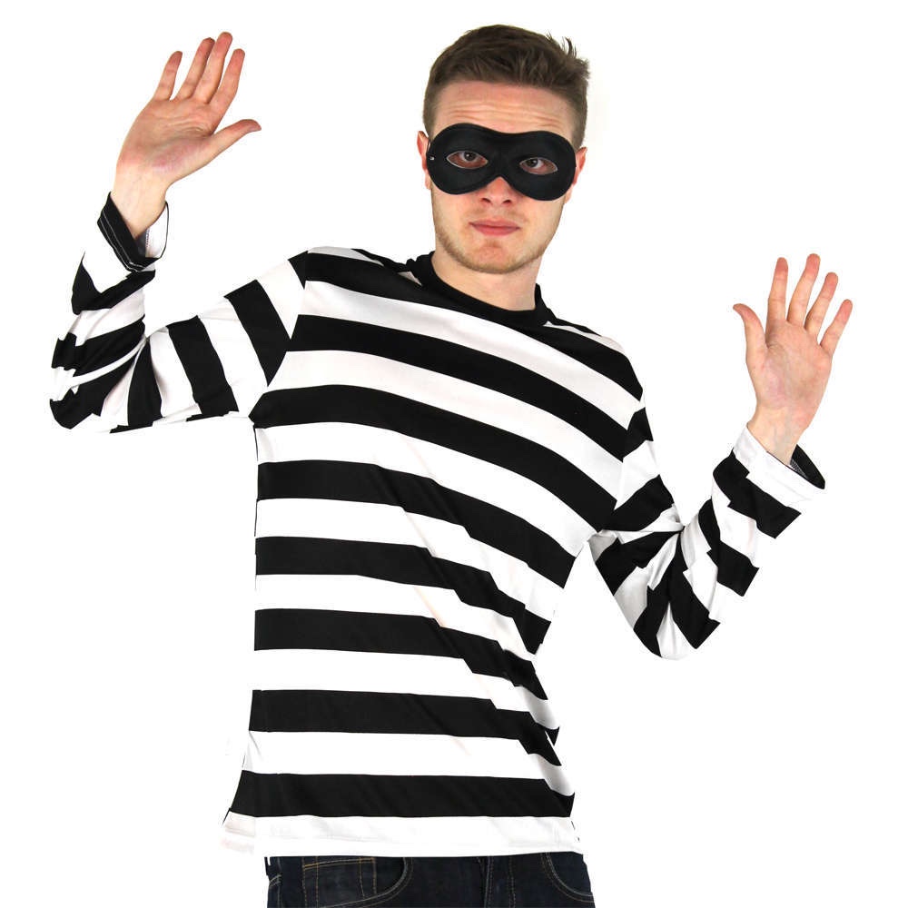 Robber Costume - Easy Last Minute Fancy Dress Ideas - Black and White Striper Shirt