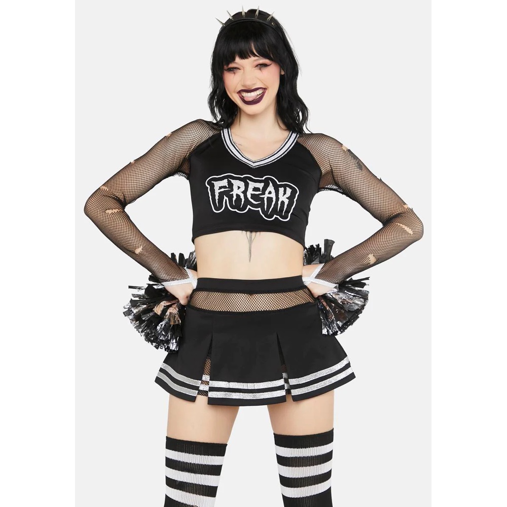 Goth Cheerleader Costume - Sexy Cheerleader Fancy Dress for Halloween - Skirt